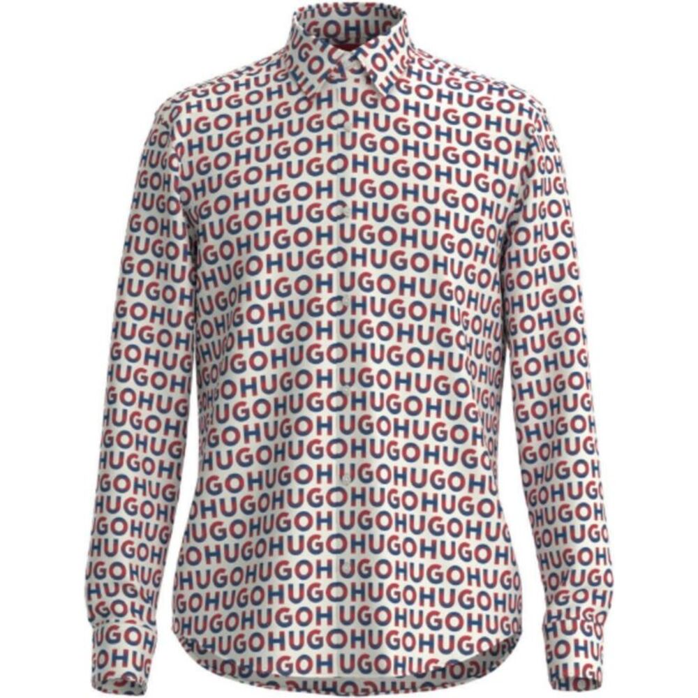Hugo Boss Mens Logo-Print Button Up Shirt, NWT